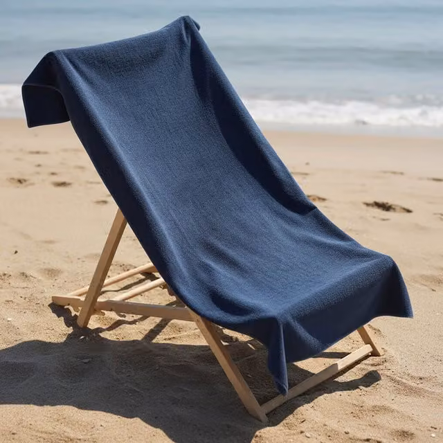 OHS Plain Microfibre Quick Dry Beach Towel in Blue, W: 71 cm, L: 152 cm – 5