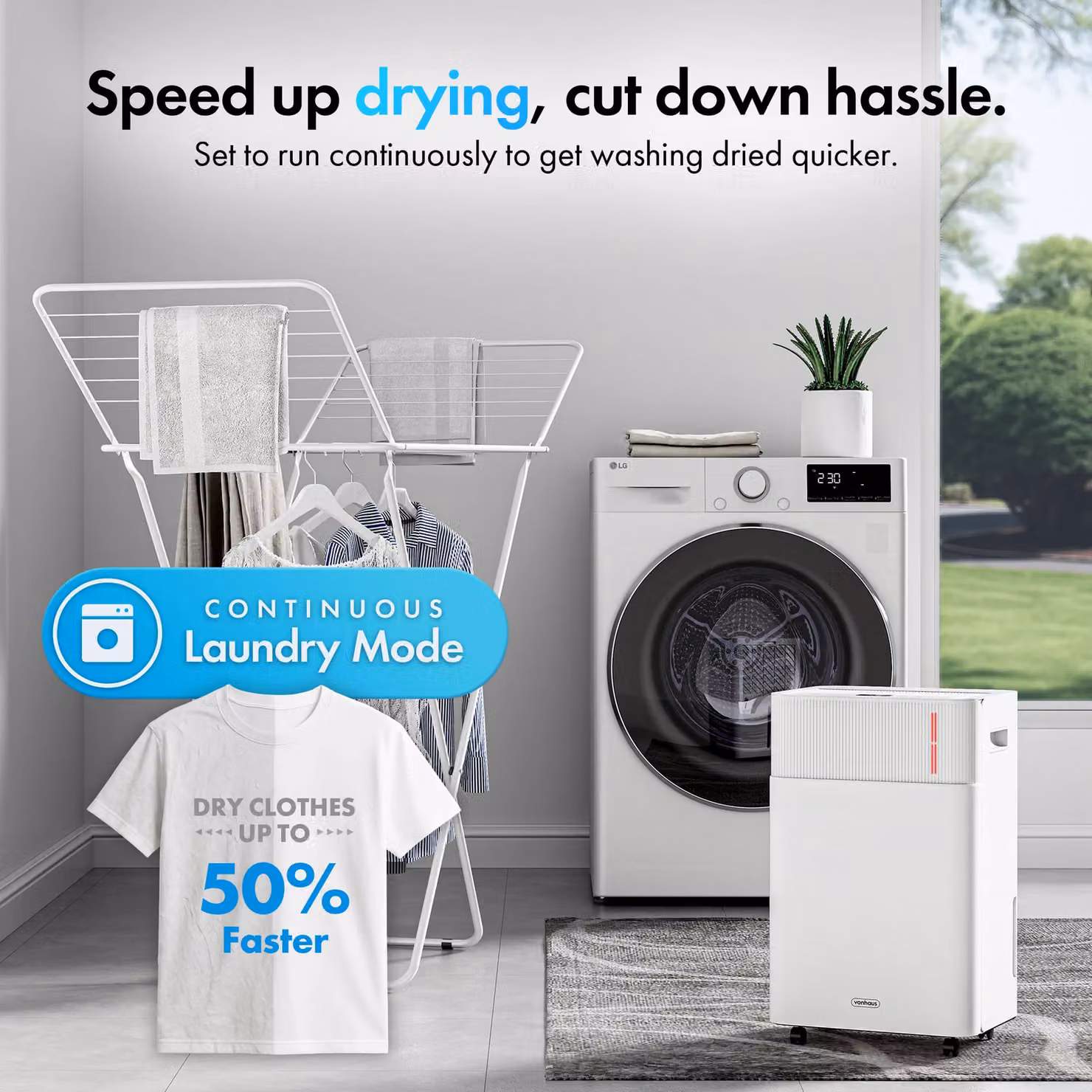 VonHaus White Dehumidifier with 20L/Day Capacity and 4.5L Water Tank – 2