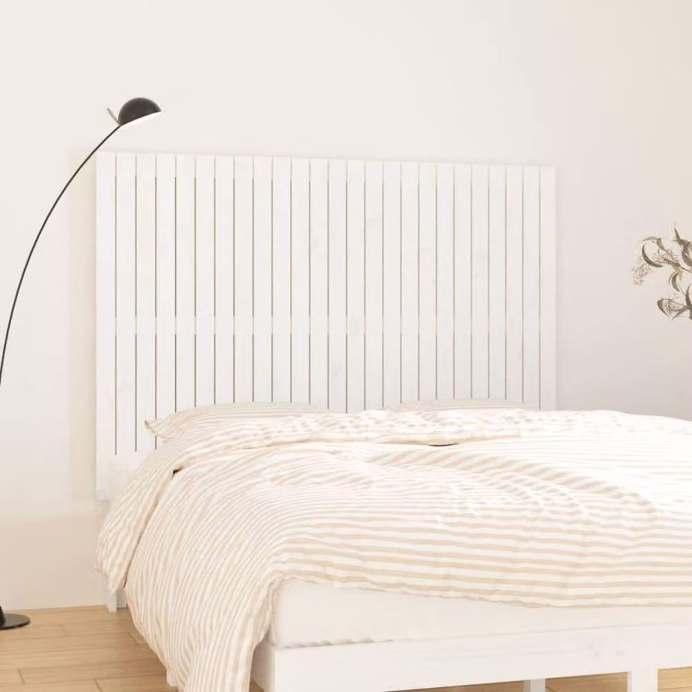 Berkfield Home White Solid Pine Wood Wall Mounted Headboard W: 159.5 cm, D: 3 cm, H: 110 cm
