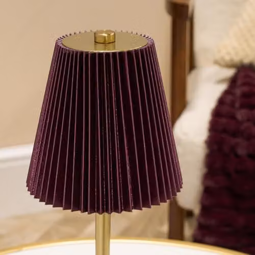 OHS Rechargeable LED Cordless Table Lamp with Touch Control in Burgundy and Gold/Brass – 4