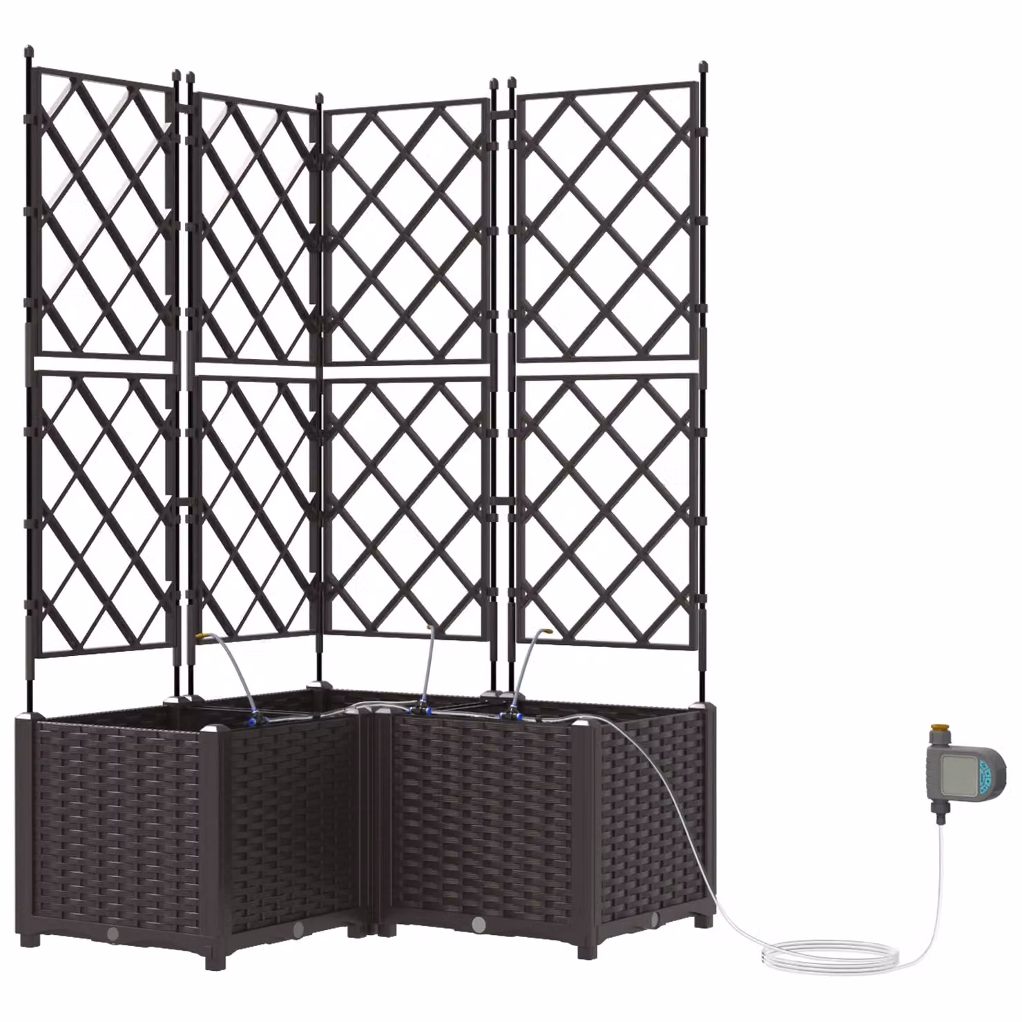 Berkfield Home Garden Planters with Water Irrigation System, 3 Piece Set, Brown – 2