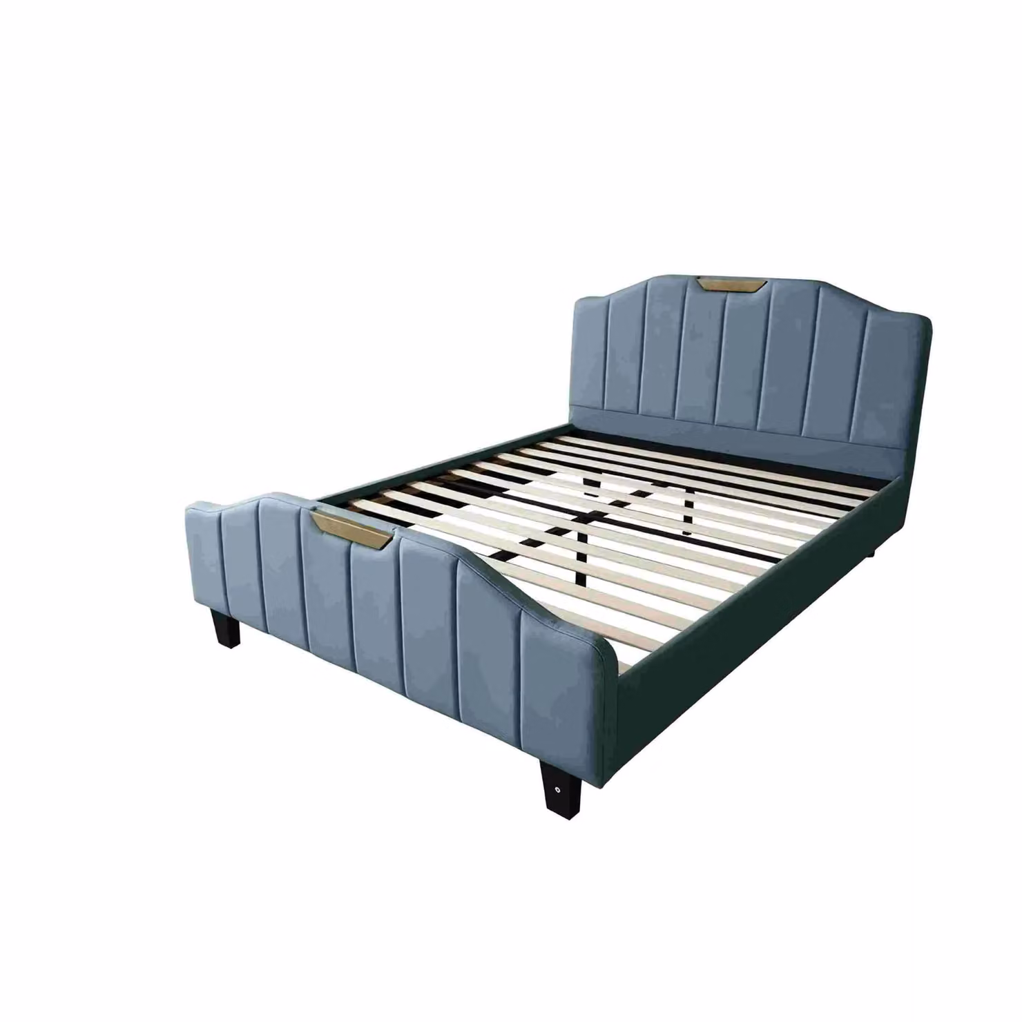 Furniture Maxi Maxi Men's Retro Double Bed Frame in Blue Upholstered PU Leather – 2