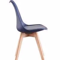 Life Interiors Set of 6 Scandinavian Dining Chairs with Synthetic Leather Cushions and Solid Wood Legs in Blue – 4