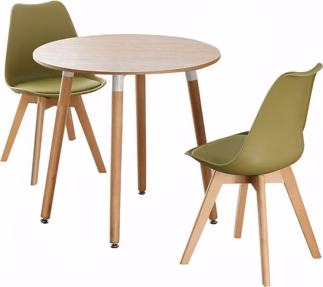 Life Interiors Lorenzo Round Dining Set with Table and 2 Chairs in Green
