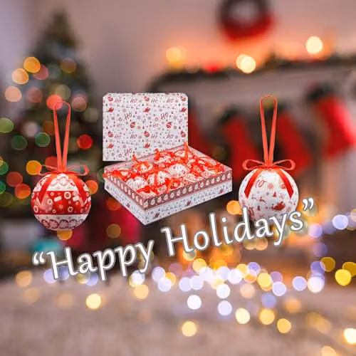 VFM e-Store Nordic Red Christmas Bauble Set, 12 Piece Round Hanging Ornaments – 4