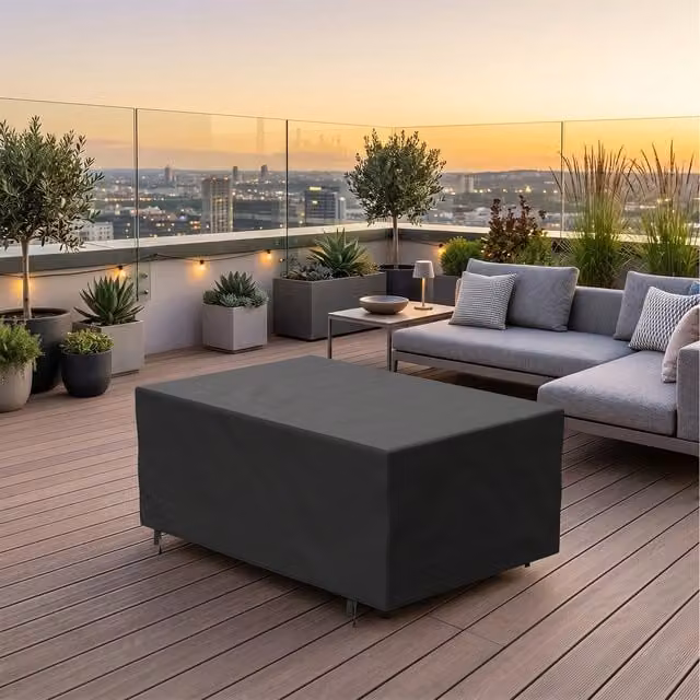 Livingandhome Waterproof Outdoor Garden Furniture Protection Cover, Black, W: 180 cm, D: 120 cm, H: 74 cm