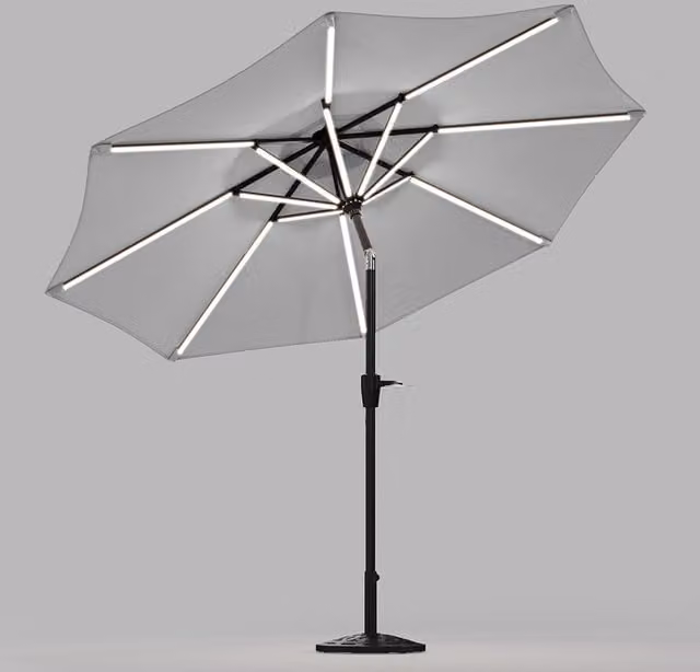 Lifeideas Solar LED Tubes Parasol with Base Style B in Light Grey