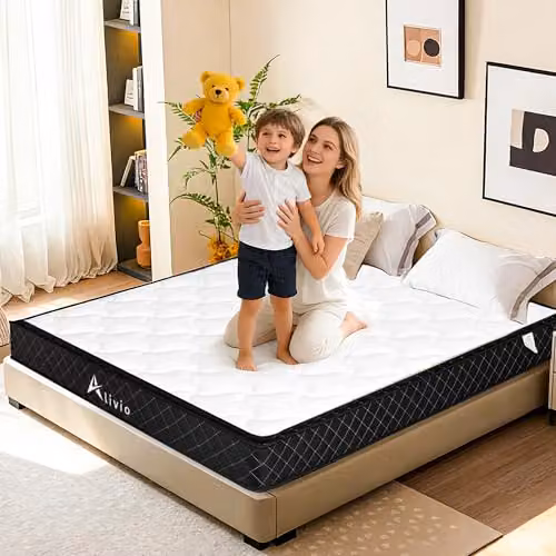 Alivio 7-Zone Orthopaedic Support Microfibre Knitted Mattress, Medium Firm, White and Black, W/D/H: 180 x 200 x 25 cm – 7