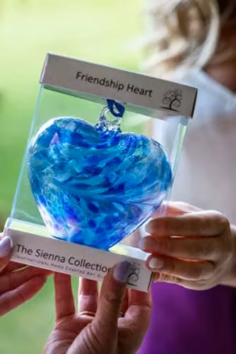 Sienna Glass Blue Friendship Heart Hanging Glass Ornament, 8 cm – 2