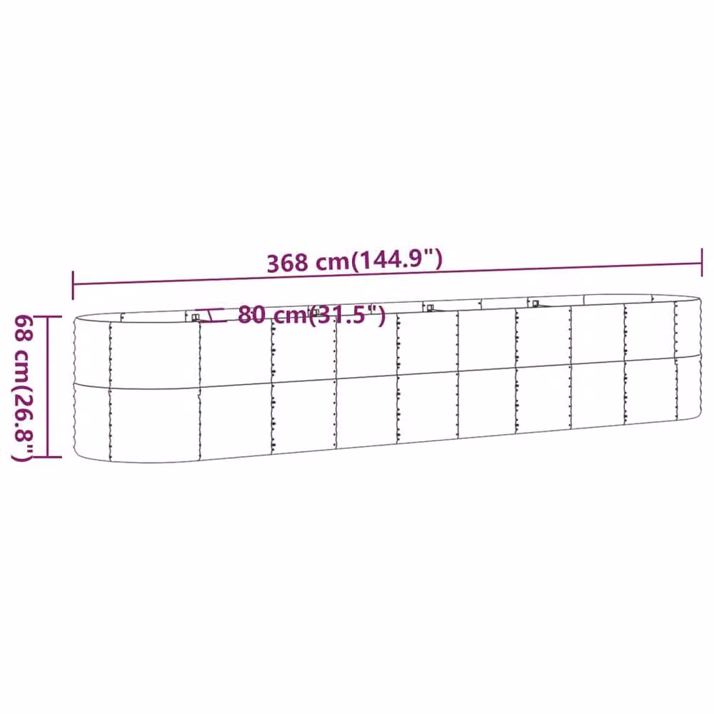 Berkfield Home Garden Green Powder-coated Steel Raised Bed W/D/H: 368 x 80 x 68 cm – 2