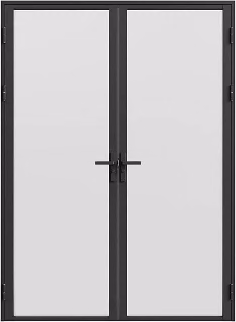Loxton Reversible Double Swing Door Block in Black Aluminium and Frosted Glass