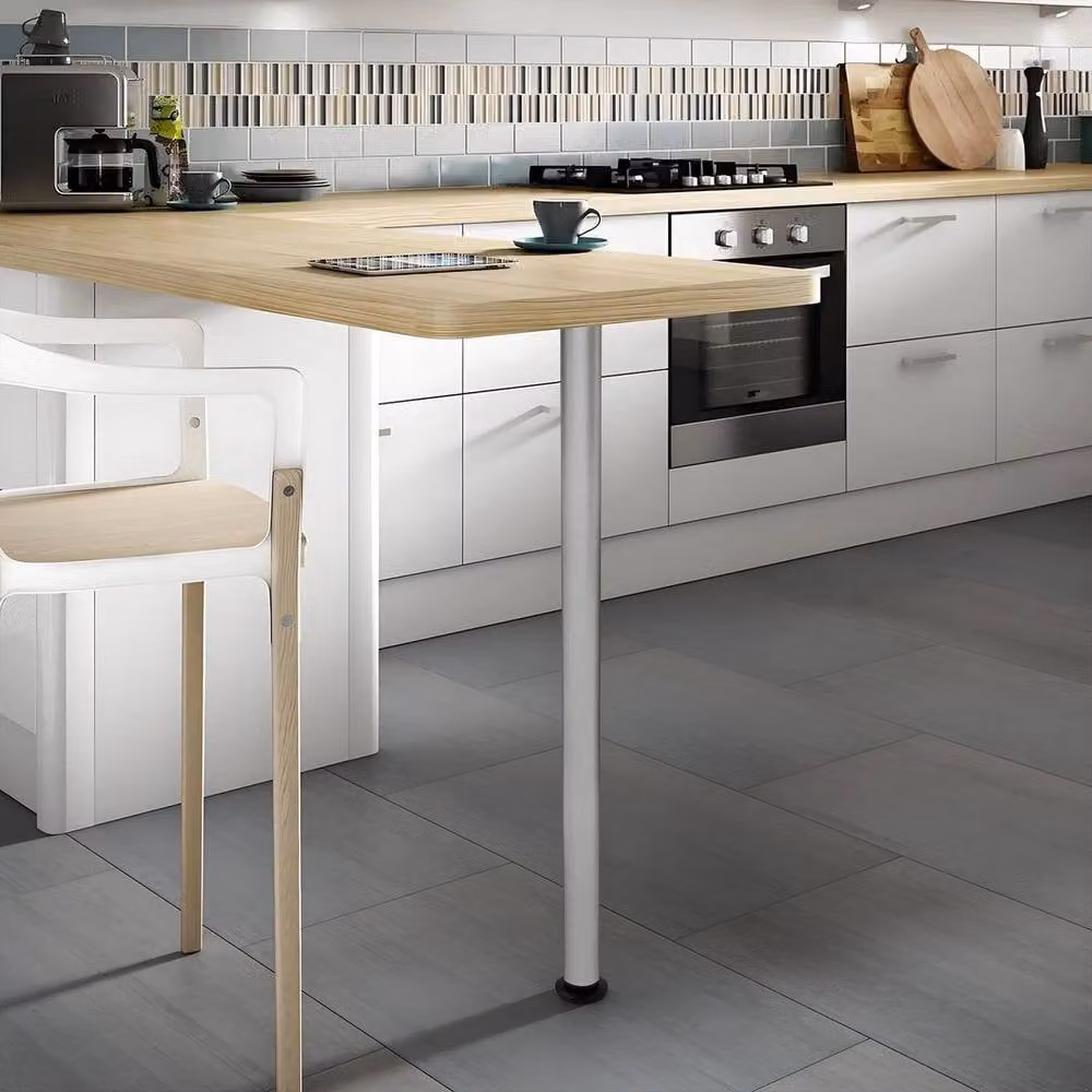 NESTLUNE 4-Piece Adjustable Grey Metal Kitchen Worktop Desk and Breakfast Bar Table Legs, W: 1000 cm, D: 52 cm – 3