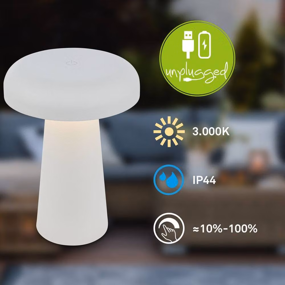 Briloner Rechargeable Dimmable LED Table Lamp with Touch Control, Light Grey, H x W x D: 17 x 12 x 12 cm – 2