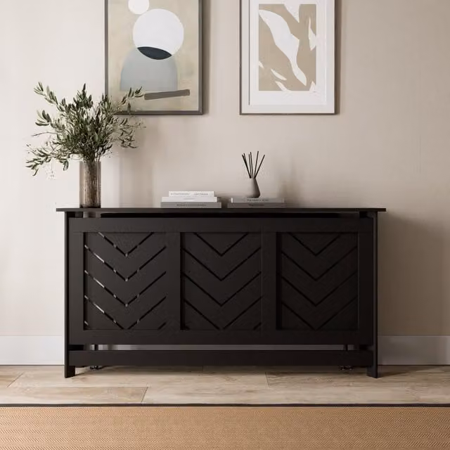 Temprazo Black Matt MDF Geometric Modern Radiator Cover, Height: 72.5 cm
