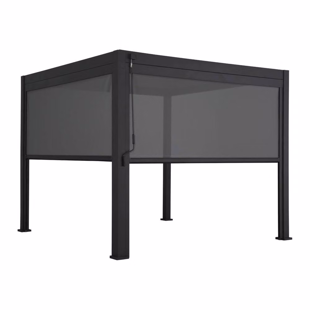Sweekeet V2 Aluminium Louvered Pergola with 2 Blinds, Dark Grey, W: 3 m, D: 3 m, H: 2.5 m – 2