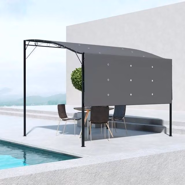 Chilli Seating Grey Wall-Mounted Metal and Polyester Patio Awning Canopy W: 3 m, D: 2.5 m