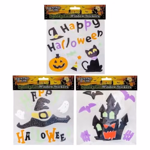 VFM e-Store Halloween Gel Window Stickers, Multicolour, 3 Pack – 3