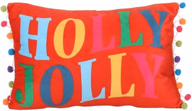 KDMK Red Christmas Graphic Rectangular Polyester Cushion