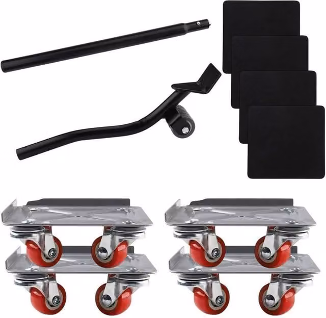 KORVIXA Heavy Furniture Lifter Shifter Remover Roller Wheels in Black Steel, W: 52 cm, L: 1000 cm – 1