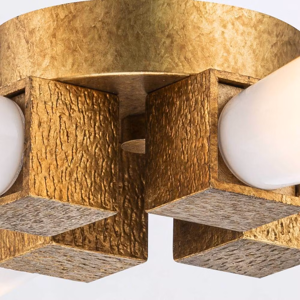 Netlighting Kristy Multi Arm Semi Flush Ceiling Lamp in Distressed Gold with 4x E27 Sockets – 4