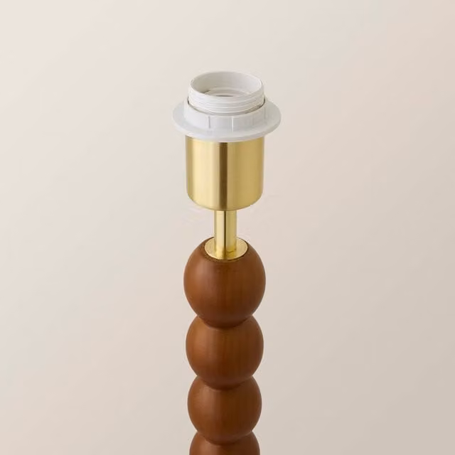 ValueLights Bobbin Wooden Bobble Floor Lamp Base in Cream and Brown