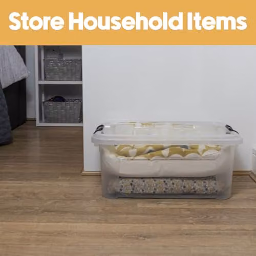 JVL Set of 3 Plastic Secure Clip Lidded Storage Boxes, Stackable and Nestable, Transparent, 25L per box – 2