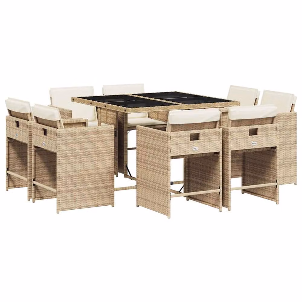 Berkfield Home Garden Dining Set in Beige, Black and White – 2