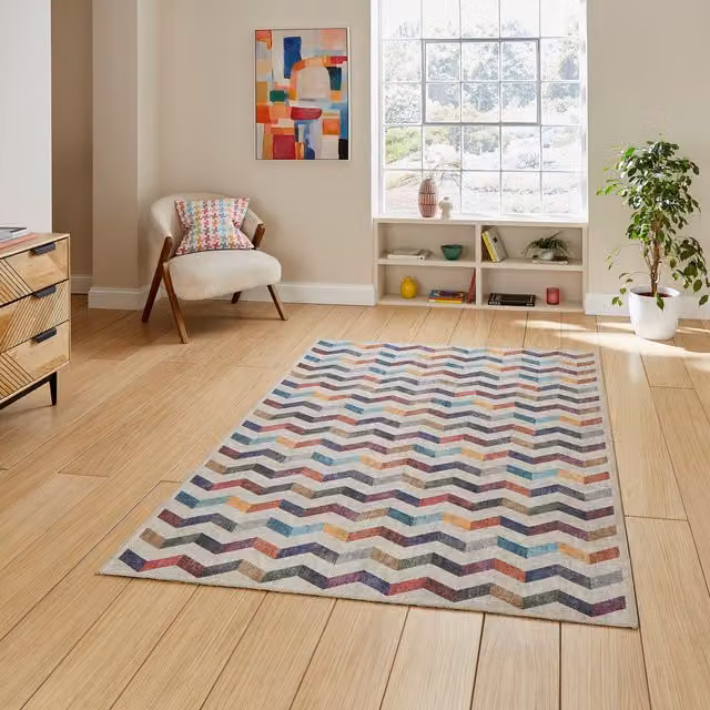 Terrys Coral H1059 Geometric Digitally Printed Rectangular Rug in Multicolour