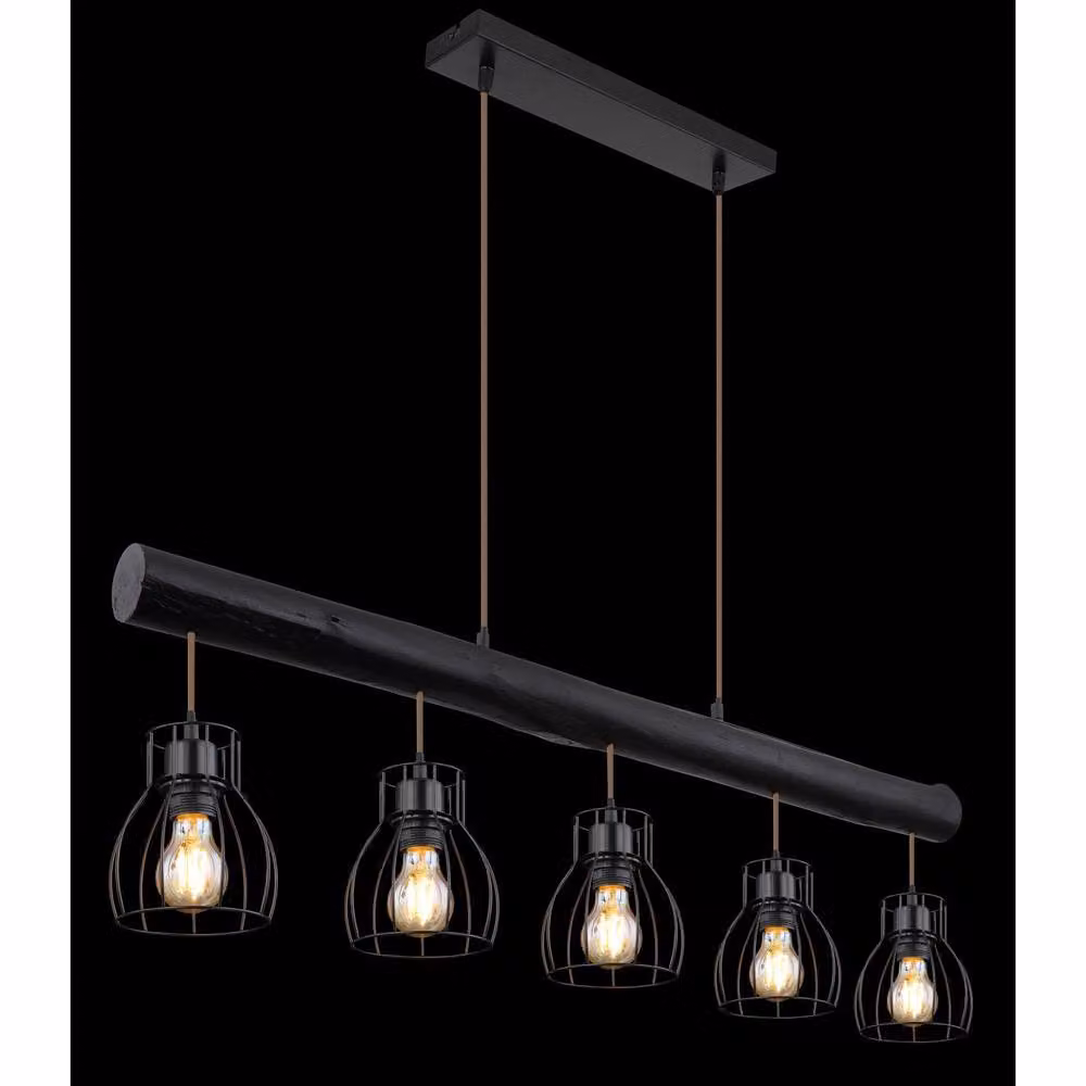 Netlighting Mina Bar Pendant Ceiling Light in Matt Black with 5x E27 Bulbs – 6