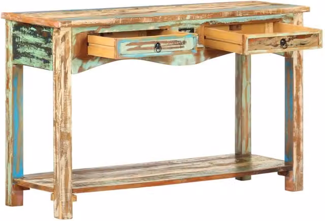 Berkfield Home Rustic Reclaimed Wood Console Table, Multicolour, W: 120 cm, D: 40 cm, H: 75 cm