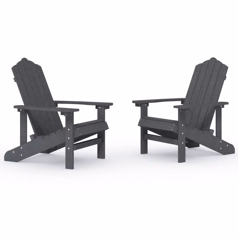 Berkfield Home Garden Adirondack Chairs, 2 Piece Set, Anthracite Black HDPE Composite – 2