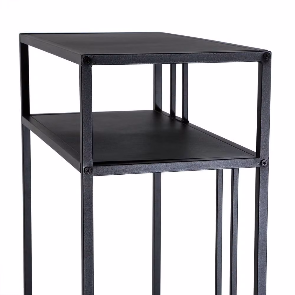 CALICOSY OLLI Industrial High Console Table in Black Metal, Height: 90 cm – 4