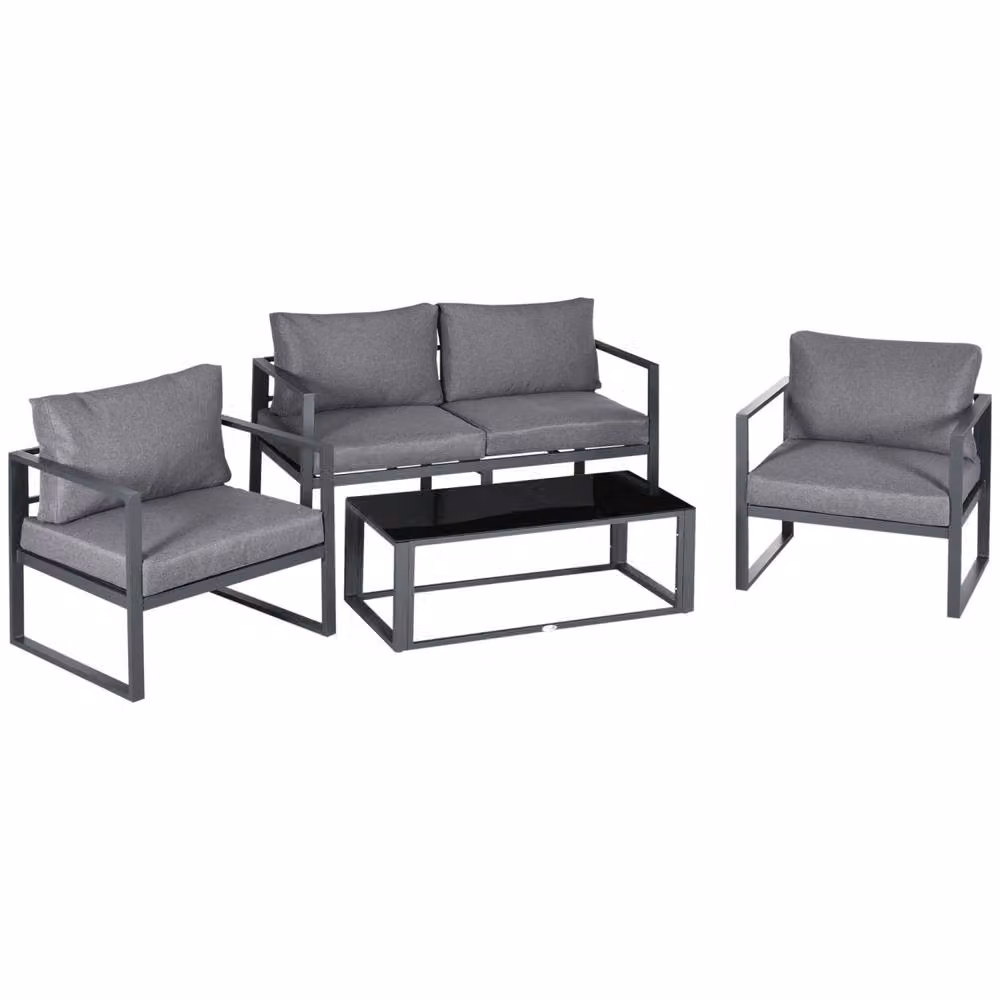 Wyld Haus Luro 4 Seater Grey Garden Sofa Set with One Two Seater and Two Armchairs – 2