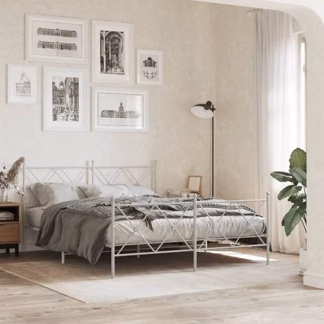 Berkfield Home White Metal Headboard – 1