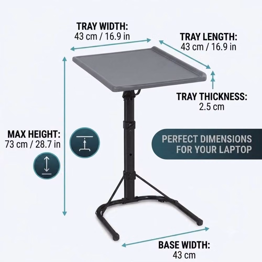 FORGEVIO Grey Adjustable Height Laptop Table and Writing Desk – 2