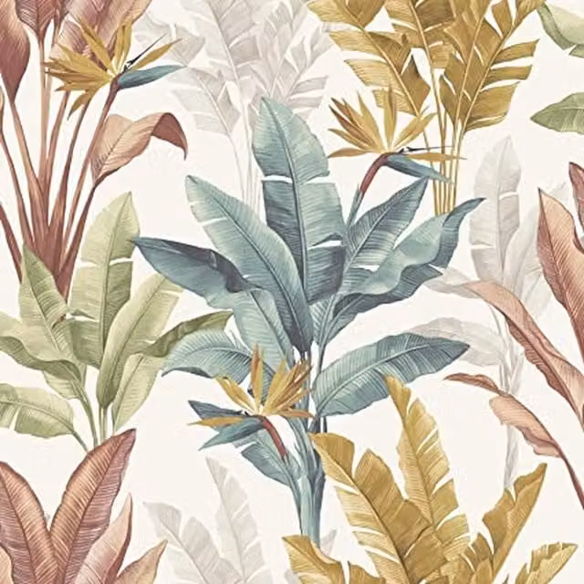 Rasch Akari Madagascar Leaf Tropical Botanical Wallpaper in Grey, Brown, White and Multicolour