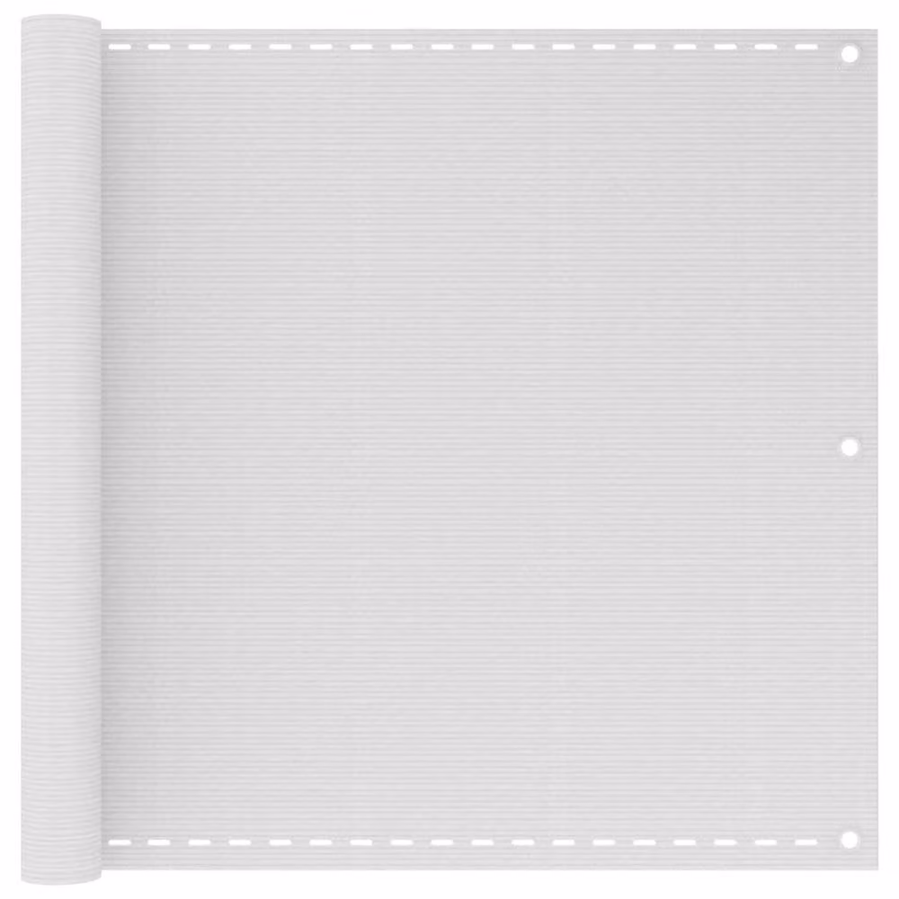 Berkfield Home White Fabric Balcony Screen made from HDPE, W: 90 cm, H: 500 cm