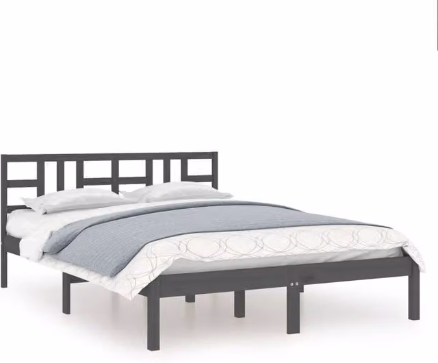 Berkfield Home Classic Solid Pine Wood Bed Frame, Grey, 200 x 200 cm