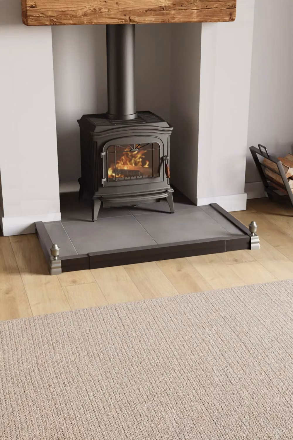 Home Discount Fire Vida Fire Fender Adjustable Fireplace Surround in Black – 1