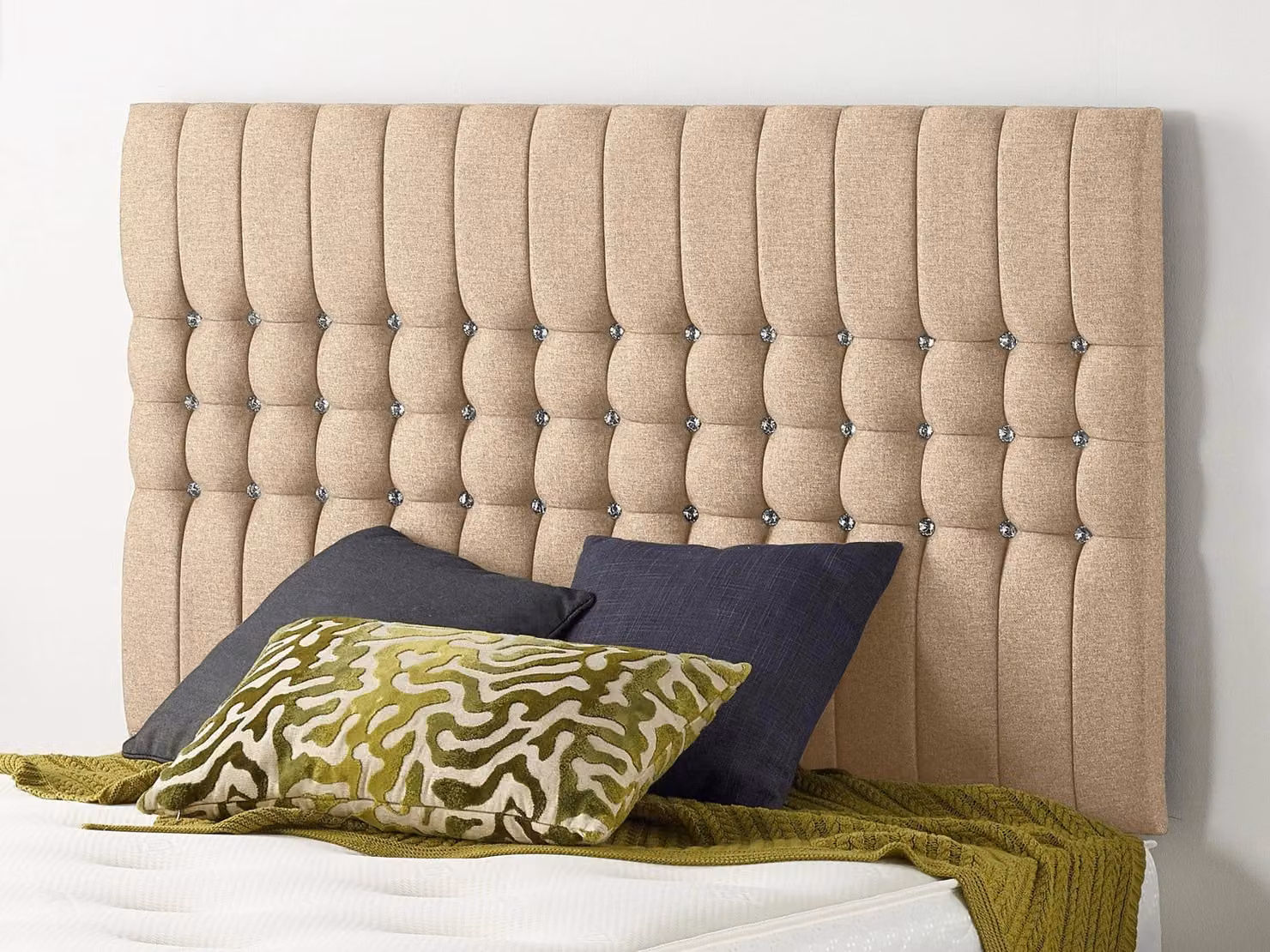 Somnior Galaxy Super King Divan Bed Base with 4 Drawers and Chesterfield Headboard in Beige Fabric, W/D/H: 200 x 200 x 30.48 cm – 2