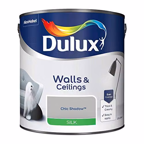 Dulux Silk Emulsion Paint for Walls and Ceilings, Chic Shadow 2, Grey, 2.5 l – 2