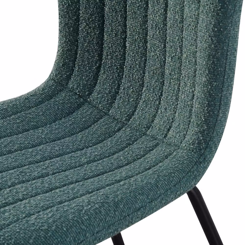 MCC Direct Bella Luxe Set of 6 Green Teddy Faux Fur Dining Chairs with Metal Legs – 2