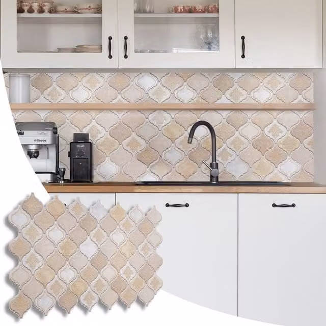 NOVECRAFTO Gold Oriental Arabesque 3D PVC Wall Cladding Tiles, W: 91.5 cm, H: 50.7 cm