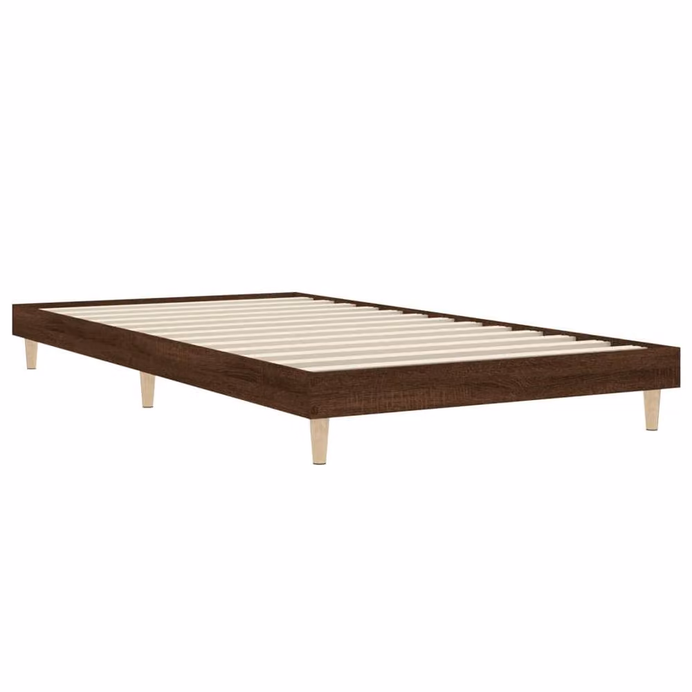 Berkfield Home Bed Frame in Brown Oak, Engineered Wood, W/D/H: 100 x 200 x 20 cm – 3