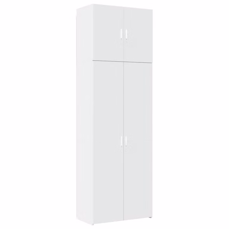 Berkfield Home Modern White Highboard with Hinged Doors and Open Shelving, W/D/H: 80 x 42.5 x 249 cm