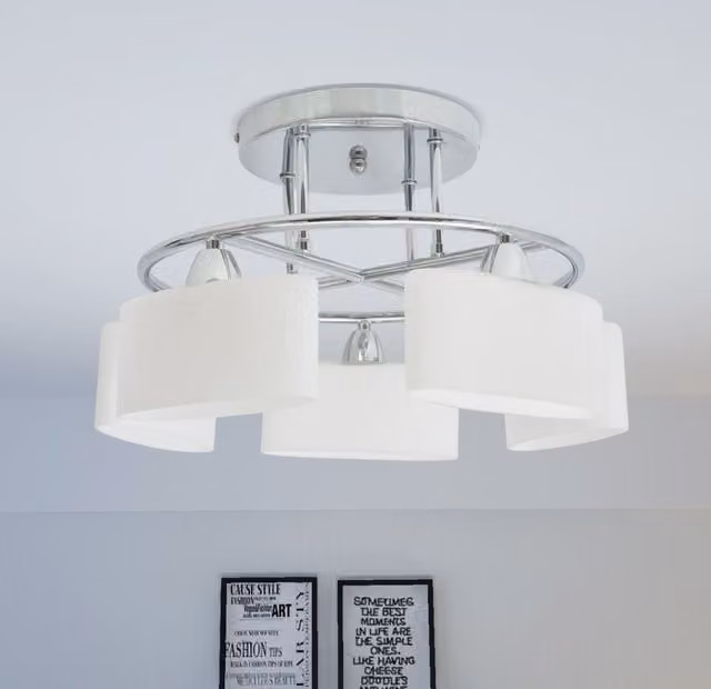 Berkfield Home Modern White Ceiling Lamp with Transparent Ellipsoid Glass Shades for 5 x E14 Bulbs 200 W