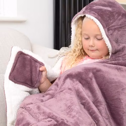 Duncan Stewart Personalised Childrens Hooded Sherpa Fleece Blanket in Black – 2