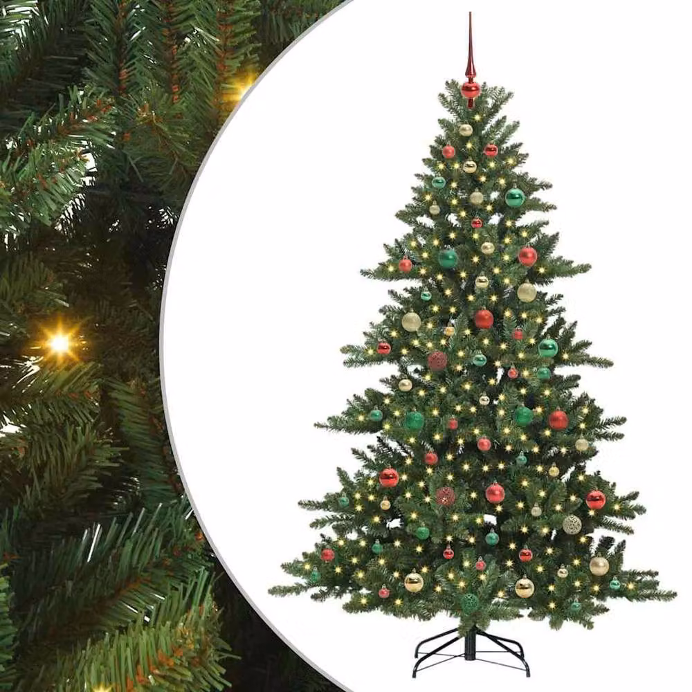 Berkfield Home Artificial Hinged Christmas Tree with 300 LEDs, Green, Height: 180 cm – 2