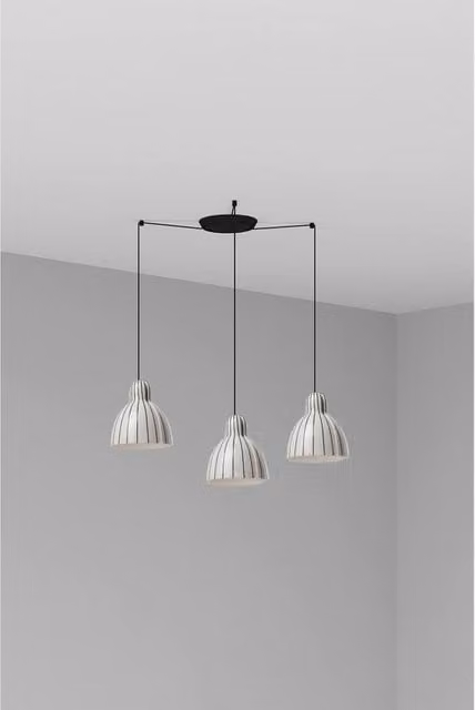 Netlighting Venice 3 Light Cluster Pendant Ceiling Light in Black and White Gloss