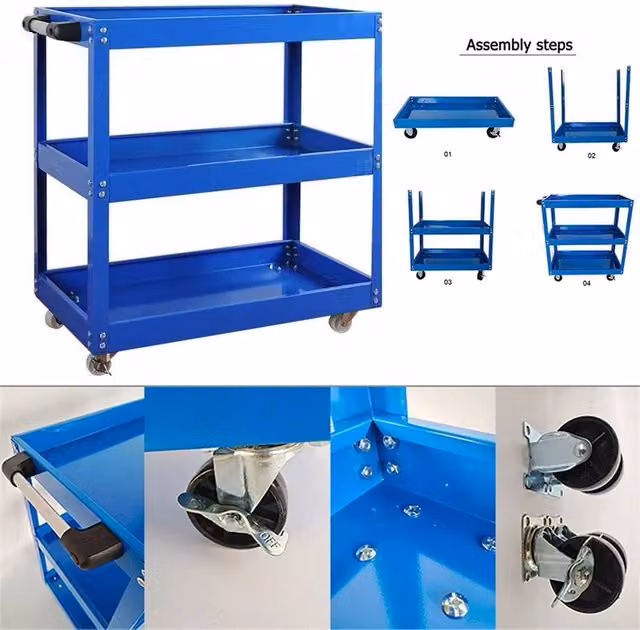 SPETLEK Heavy Duty Metal Garage Tool Storage Trolley in Blue – 1
